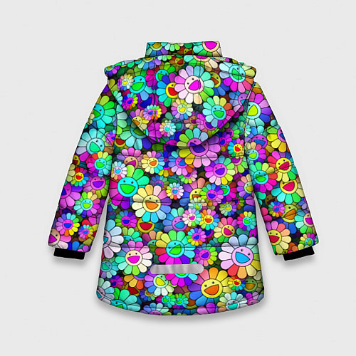 Зимняя куртка для девочки Rainbow flowers / 3D-Красный – фото 2