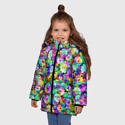 Куртка зимняя для девочки Rainbow flowers, цвет: 3D-красный — фото 2