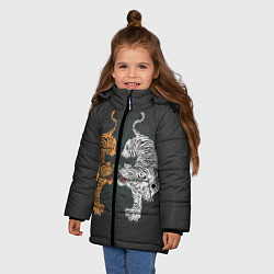 Куртка зимняя для девочки Два тигра, цвет: 3D-светло-серый — фото 2