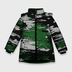 Куртка зимняя для девочки Green Paint Splash, цвет: 3D-черный