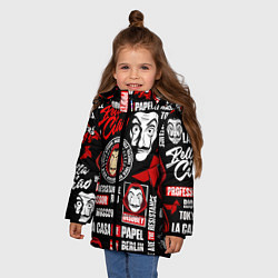 Куртка зимняя для девочки БУМАЖНЫЙ ДОМ ЛОГОБОМБИНГ LA CASA DE PAPEL, цвет: 3D-светло-серый — фото 2