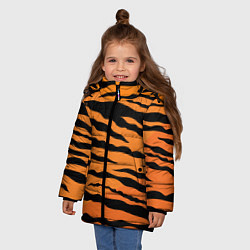 Куртка зимняя для девочки Шкура тигра вектор, цвет: 3D-светло-серый — фото 2