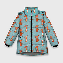 Куртка зимняя для девочки Тигрята паттерн, цвет: 3D-светло-серый