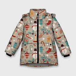 Куртка зимняя для девочки Новый Год 2О22, цвет: 3D-светло-серый