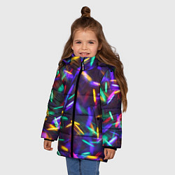 Куртка зимняя для девочки Новогодние Фонарики, цвет: 3D-черный — фото 2