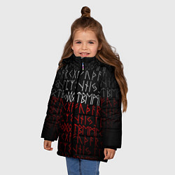 Куртка зимняя для девочки Славянская символика Руны, цвет: 3D-красный — фото 2