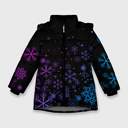 Куртка зимняя для девочки Новогодние снежинки Градиент, цвет: 3D-светло-серый
