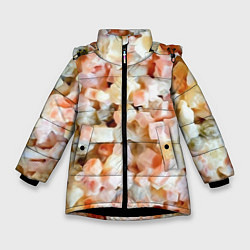 Куртка зимняя для девочки Салат Оливье Новогодняя Оливьешка, цвет: 3D-черный