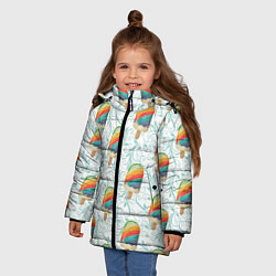 Куртка зимняя для девочки Разноцветное мороженое паттерном, цвет: 3D-светло-серый — фото 2