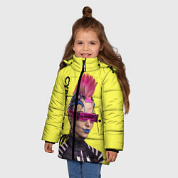 Куртка зимняя для девочки Cyberpunk Панк, цвет: 3D-светло-серый — фото 2