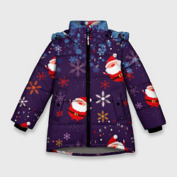 Зимняя куртка для девочки Дед Мороз в снежинках