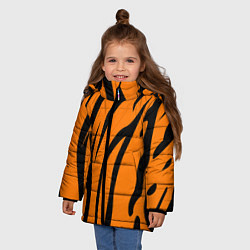 Куртка зимняя для девочки Текстура тиграtiger, цвет: 3D-светло-серый — фото 2