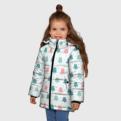 Куртка зимняя для девочки Цветные ели, цвет: 3D-светло-серый — фото 2