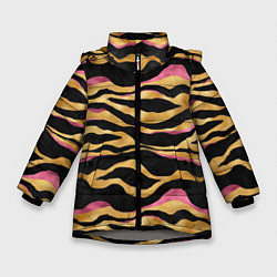 Зимняя куртка для девочки Тигровый окрас Gold Pink