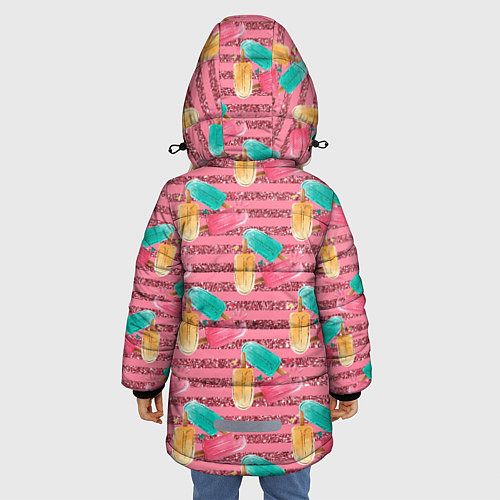 Зимняя куртка для девочки Сладкое мороженое с блестками / 3D-Светло-серый – фото 4