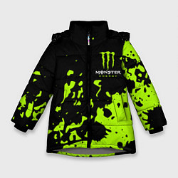 Куртка зимняя для девочки Monster Energy green, цвет: 3D-светло-серый