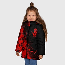 Куртка зимняя для девочки Death Stranding Отпечаток рук паттерн, цвет: 3D-черный — фото 2