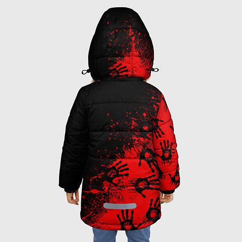 Зимняя куртка для девочки Death Stranding Отпечаток рук паттерн / 3D-Светло-серый – фото 4