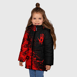 Куртка зимняя для девочки Death Stranding Отпечаток рук паттерн, цвет: 3D-светло-серый — фото 2