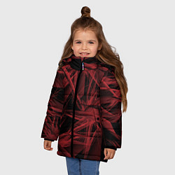 Куртка зимняя для девочки Красная абстракция цветы, цвет: 3D-красный — фото 2
