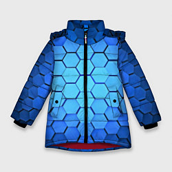 Куртка зимняя для девочки Неоновые 3D ПЛИТЫ, цвет: 3D-красный