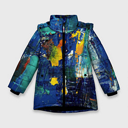Куртка зимняя для девочки КРАСКА PAINT, цвет: 3D-черный