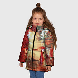 Куртка зимняя для девочки Мазки краски красный, цвет: 3D-черный — фото 2