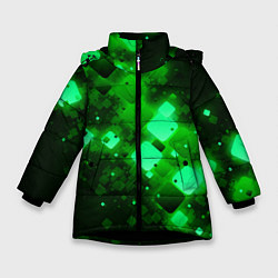 Куртка зимняя для девочки Изумрудный поток, цвет: 3D-черный