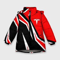 Куртка зимняя для девочки TESLA MOTORS RED LINE ТЕСЛА, цвет: 3D-светло-серый