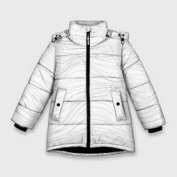 Куртка зимняя для девочки Белые волны, цвет: 3D-черный