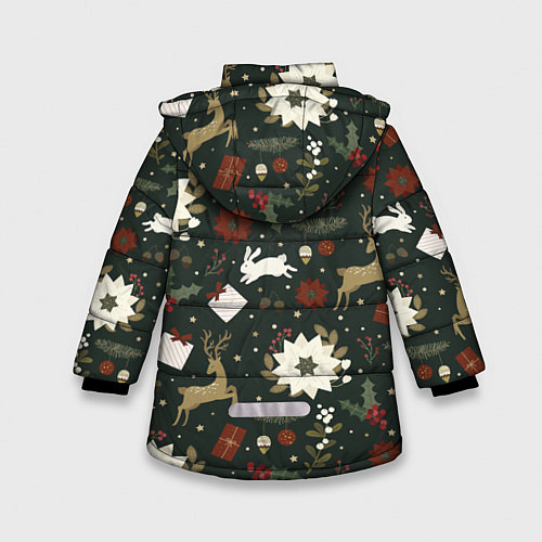 Зимняя куртка для девочки Олени Новый Год / 3D-Красный – фото 2