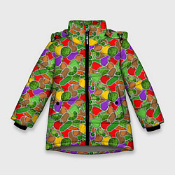 Куртка зимняя для девочки Овощи ЗОЖ, цвет: 3D-светло-серый