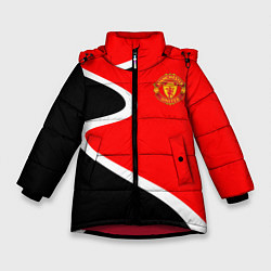 Куртка зимняя для девочки МАНЧЕСТЕР ЮНАЙТЕД Логотип, цвет: 3D-красный
