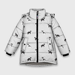 Зимняя куртка для девочки Черно-белые собачки паттерн