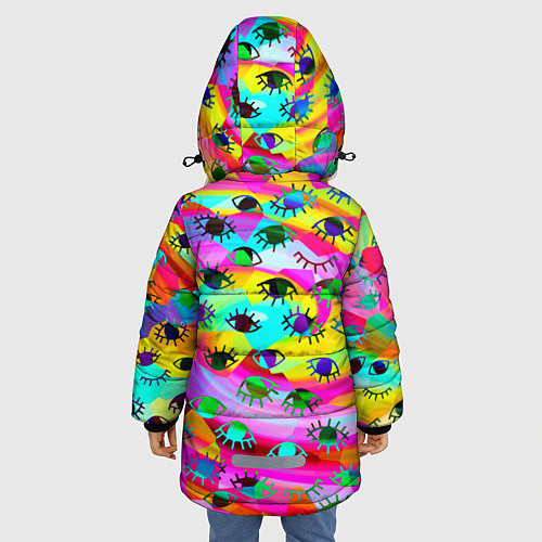 Зимняя куртка для девочки Психоделические взгляды / 3D-Светло-серый – фото 4