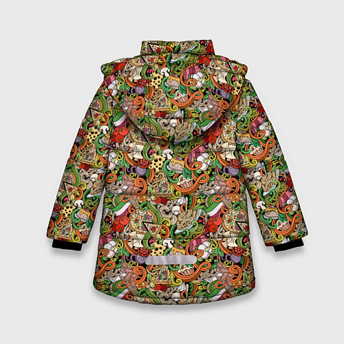 Зимняя куртка для девочки Еда Разная / 3D-Красный – фото 2