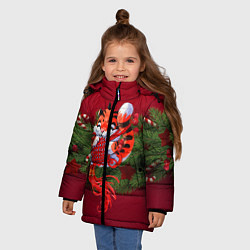 Куртка зимняя для девочки Игривый китайский тигр, цвет: 3D-светло-серый — фото 2