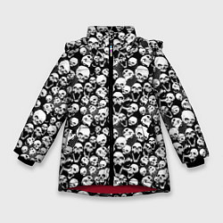 Куртка зимняя для девочки Screaming skulls & web, цвет: 3D-красный