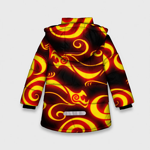Зимняя куртка для девочки ОГНЕННОЕ ТАТУ ДРАКЕНА DRAKEN FIRE TATTOO / 3D-Светло-серый – фото 2