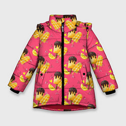 Куртка зимняя для девочки Мороженое лимон, цвет: 3D-красный