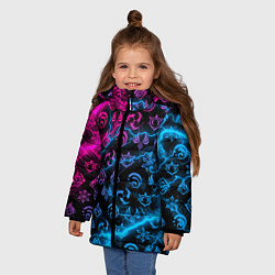 Куртка зимняя для девочки НЕОНОВЫЕ МОЛНИИ, GENSHIN IMPACT NEON, цвет: 3D-светло-серый — фото 2