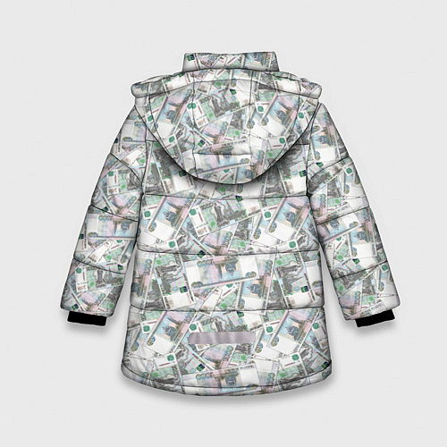 Зимняя куртка для девочки Купюры 1000 Рублей деньги / 3D-Светло-серый – фото 2