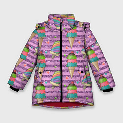 Куртка зимняя для девочки Радужное мороженое, цвет: 3D-красный