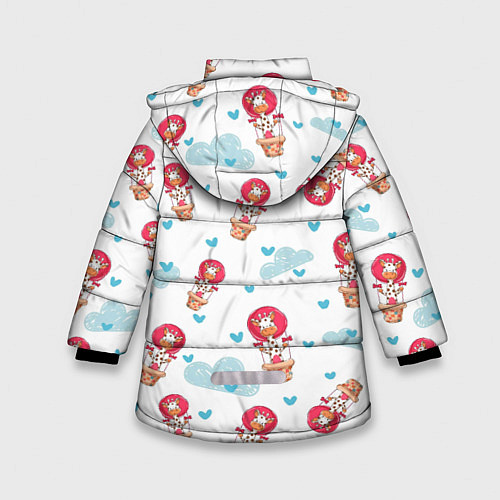 Зимняя куртка для девочки Жирафы на воздушных шарах / 3D-Красный – фото 2
