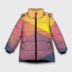 Куртка зимняя для девочки Рассвет в горах искусства, цвет: 3D-черный
