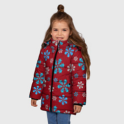 Куртка зимняя для девочки Снежинки Черепа красный, цвет: 3D-черный — фото 2