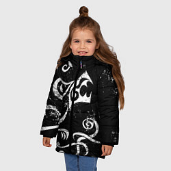 Куртка зимняя для девочки ТАТУИРОВКА ДРАКЕНА WHITE AND BLACK, цвет: 3D-черный — фото 2