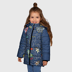 Куртка зимняя для девочки Космокотята, цвет: 3D-черный — фото 2