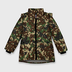 Куртка зимняя для девочки Камуфляж Излом, цвет: 3D-светло-серый