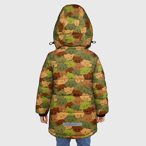 Зимняя куртка для девочки Головы Котиков камуфляж / 3D-Светло-серый – фото 4